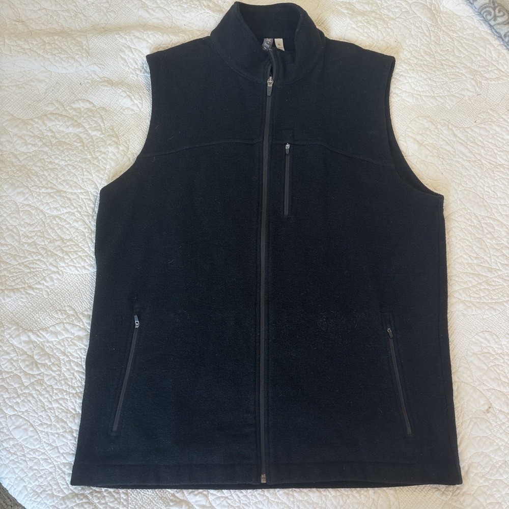 Ibex Shak Vest 100% Merino Wool Mens Sz XL Black Full Zip Outdoor Hiking Trails